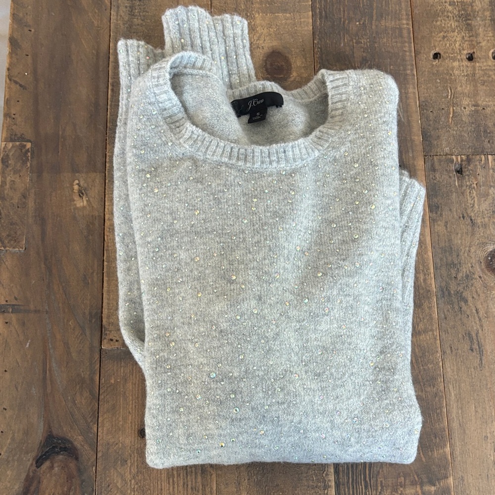 J. Crew Light Gray Sweater with Subtle Embellishments